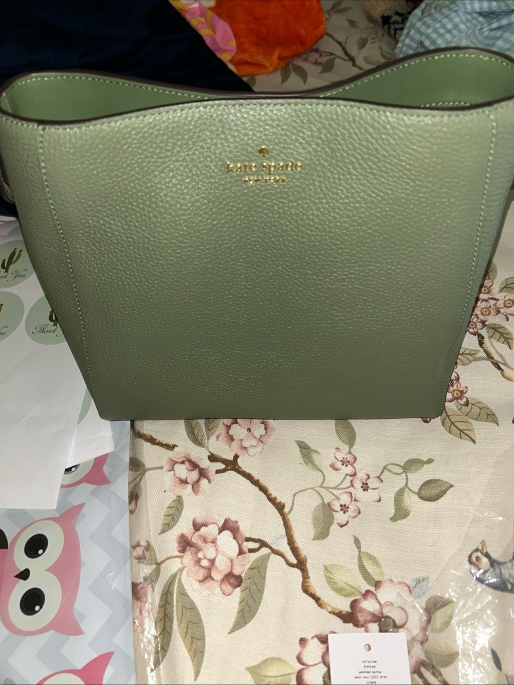 kate spade sage green pebbled leather shoulder bag